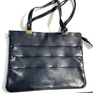 Vintage Navy Dark Blue Vegan Leather Clutch Shoulder Bag Special Occasion Purse